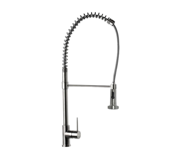 Смеситель для кухни с вытяжным изливом inox нержавеющая сталь AISI 304 Remer 304N77, нержавеющая сталь