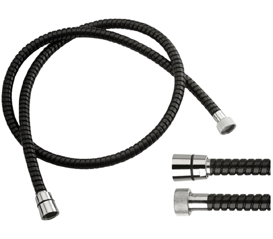 Шланг для душа Spyroflex из PVC конусная гайка 200см Remer 334CNNE200, чёрный матовый