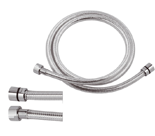 Шланг для душа из прозрачного PVC/EPDM конусная гайка 200см Remer 332CNTR200, хром