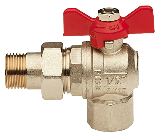 Кран шаровый угловой с американкой внутр/нар 1/2" Remer 364C12, хром
