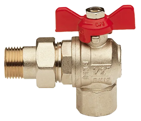 Кран шаровый угловой с американкой внутр/нар 1/2" Remer 364C12, хром