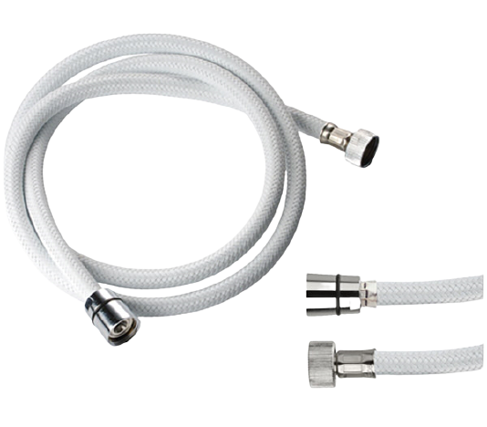 Шланг для душа в оплетке из белого нейлона конусная гайка 120см Remer 332CNNB120, хром