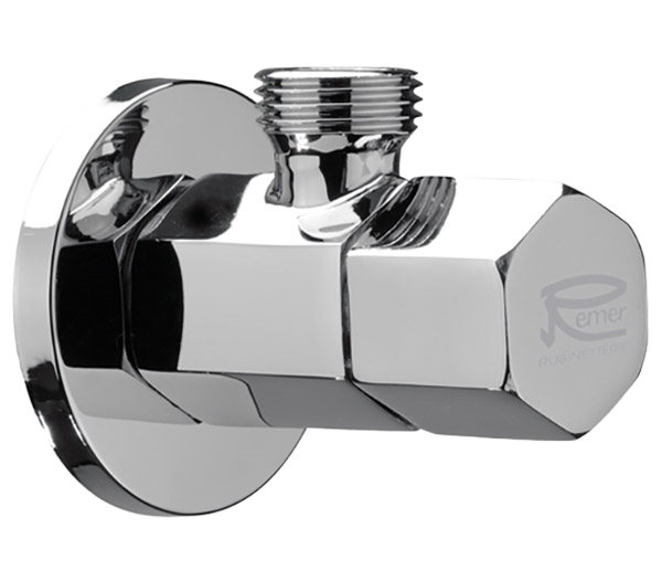 Кран угловой для подключения смесителей 1/2х10 Remer 128E1210, хром