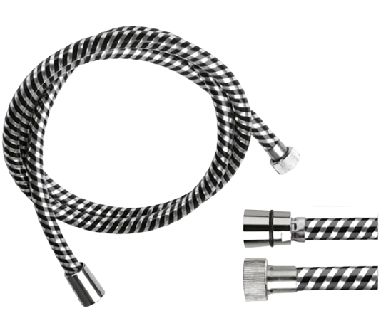 Шланг для душа Biflex PVC черный/хром, конусная гайка 150см Remer 332CNNC150, чёрный матовый